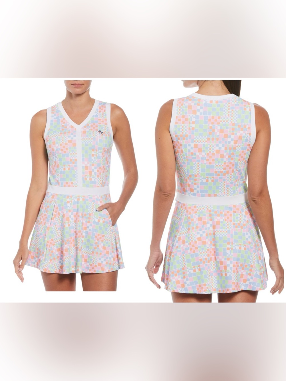 Original PENGUIN Checkerboard Print Flounce Sleeveless Tennis Dress